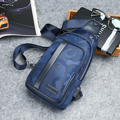 

men usb charging oxford cloth camouflage fashion casual chest bag crossbody bag