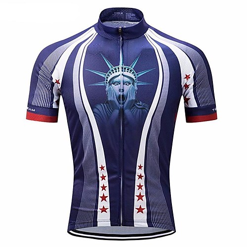 

Men's Short Sleeve Cycling Jersey Blue Bike Top Mountain Bike MTB Road Bike Cycling Breathable Sports Clothing Apparel / Stretchy / Athletic