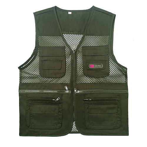 

Men's Hiking Vest / Gilet Fishing Vest Winter Outdoor Solid Color Lightweight Breathable Quick Dry Sweat wicking Top Hunting Fishing Climbing Spring and Autumn Army Green Summer thin mesh Quilted