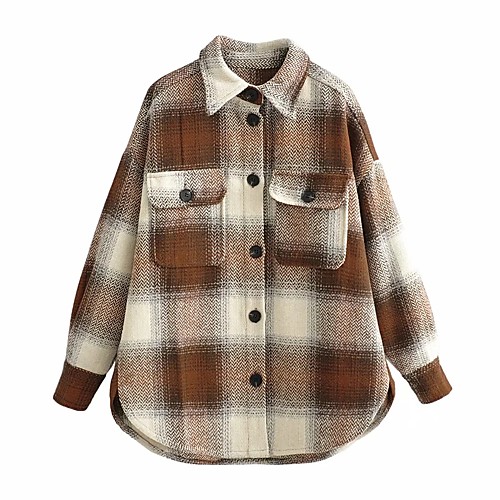 

Women's Color Block Fall & Winter Jacket Regular Holiday Long Sleeve Cotton Coat Tops Khaki