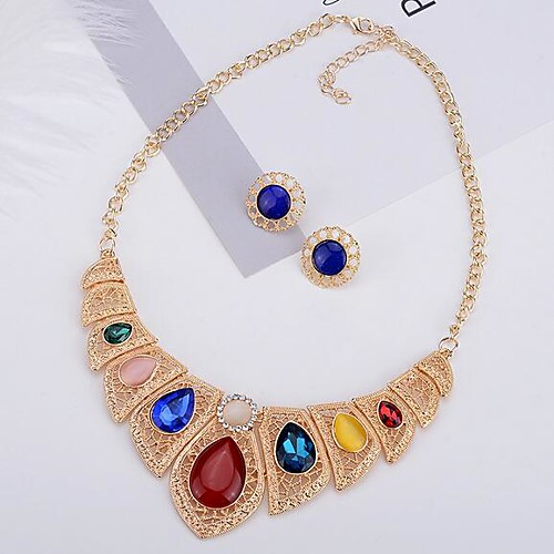 

Women's Jewelry Set Tassel Fringe Precious Fashion Gold Plated Earrings Jewelry Rainbow For Christmas Wedding Halloween Party Evening Gift 1 set
