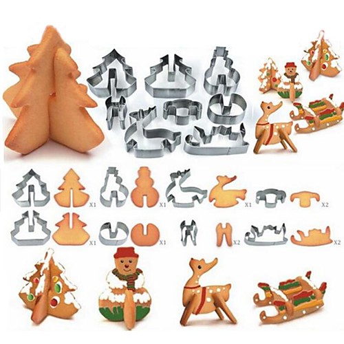 

8Pcs 3D Christmas Scenario Cookie Cutter Mold Set Decoration Stainless Steel Cookies Cutter Fondant Cake Mould