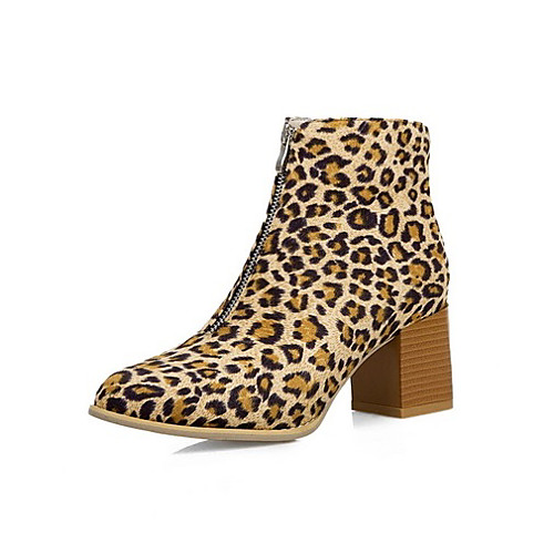 

Women's Boots Block Heel Boots Chunky Heel Pointed Toe Booties Ankle Boots Classic Daily PU Leopard Solid Colored Leopard Black Yellow / Booties / Ankle Boots / Booties / Ankle Boots