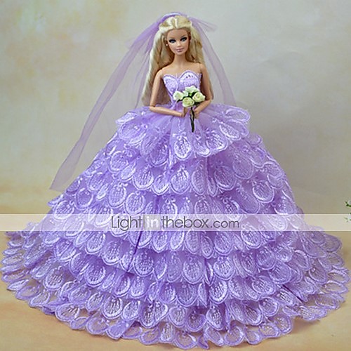 

Doll accessories Doll Clothes Doll Dress Wedding Dress Party / Evening Ball Gown Lace Tulle Lace Cotton Blend Silk / Cotton Blend For 11.5 Inch Doll Handmade Toy for Girl's Birthday Gifts Doll Not