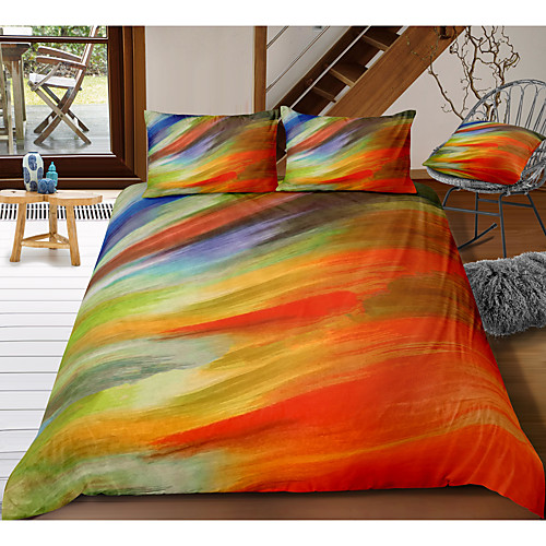 

colorful lines 3-piece duvet cover set hotel bedding sets comforter cover with soft lightweight microfiber, include 1 duvet cover, 2 pillowcases for double/queen/king(1 pillowcase for twin/single)