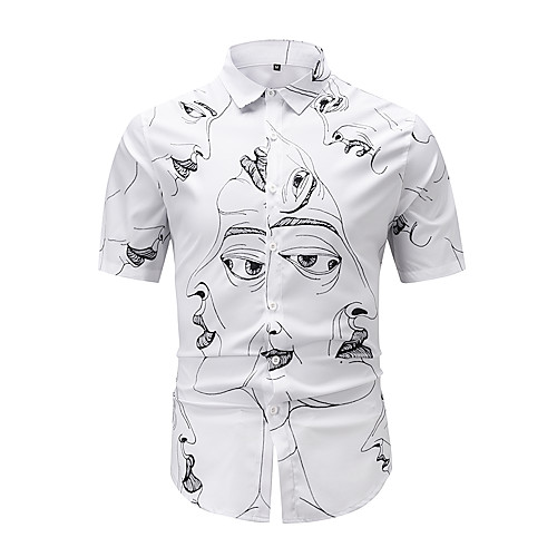 

Men's Shirt 3D Print Graphic 3D Print Short Sleeve Casual Tops Retro Exaggerated White