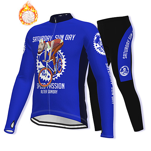 

21Grams Men's Long Sleeve Cycling Jacket with Pants Winter Fleece Spandex Black / Yellow Blue Orange Bike Fleece Lining Warm Sports Graphic Mountain Bike MTB Road Bike Cycling Clothing Apparel