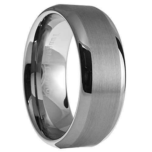 

8mm tungsten carbide men women brushed polished wedding band ring size 9