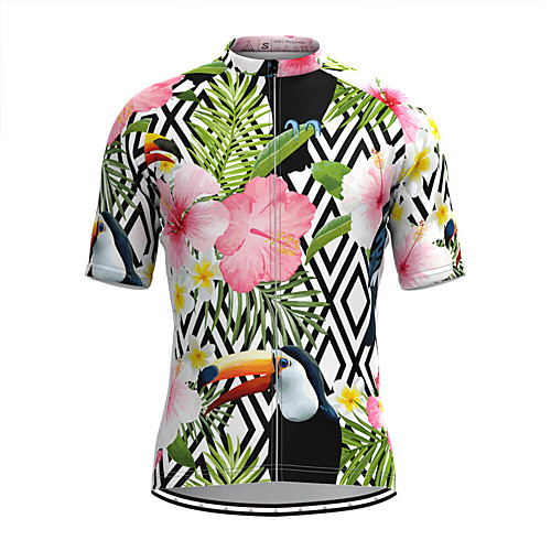 

Men's Short Sleeve Cycling Jersey Green Floral Botanical Bike Top Mountain Bike MTB Road Bike Cycling Breathable Sports Clothing Apparel / Stretchy / Athletic