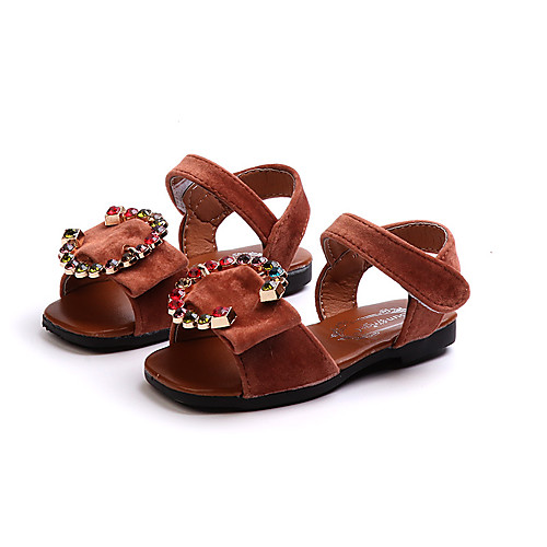 

Girls' Sandals Princess Shoes Suede Little Kids(4-7ys) Daily Walking Shoes Black Pink Summer