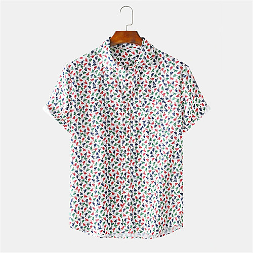 

Men's Shirt Other Prints Fruit Button-Down Print Short Sleeve Daily Tops Casual Hawaiian White