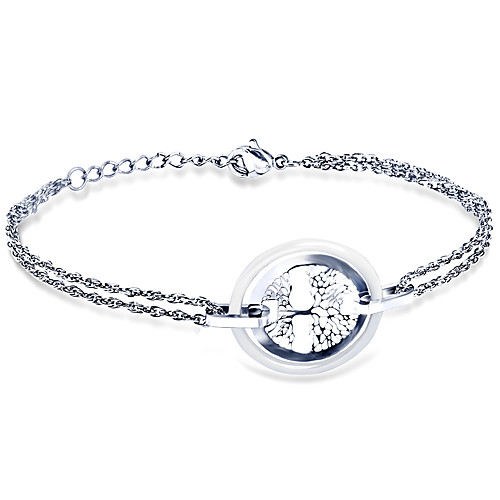 

Women's Clear Bracelet Geometrical Heart Stylish Simple Titanium Steel Bracelet Jewelry Black / Silver For Daily Promise