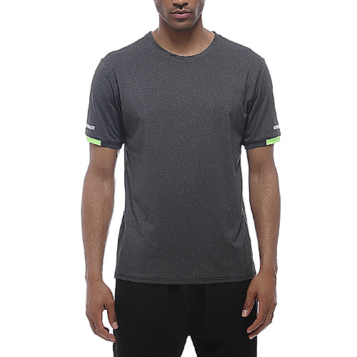 

Men's T shirt Hiking Tee shirt Short Sleeve Crew Neck Sweatshirt Top Outdoor Lightweight Breathable Quick Dry Soft Summer Polyester Solid Color Dark Grey Light Grey Fishing Climbing Beach