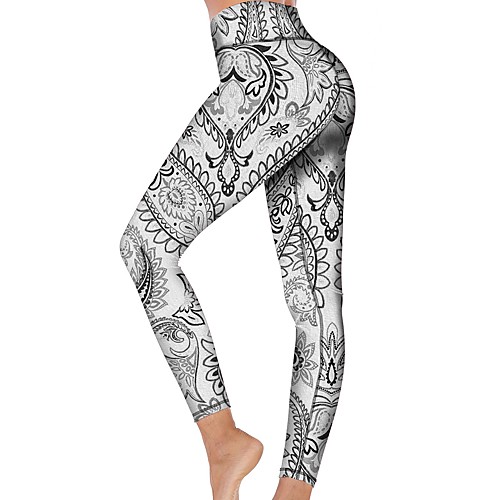 

21Grams Women's High Waist Yoga Pants Cropped Leggings Tummy Control Butt Lift Breathable White Fitness Gym Workout Running Winter Sports Activewear High Elasticity