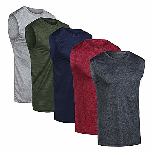 

Men's T shirt Hiking Tee shirt Sleeveless Sweatshirt Top Outdoor Lightweight Breathable Quick Dry Sweat wicking Summer Solid Color Dark gray with light gray Light gray with dark gray Scarlet with