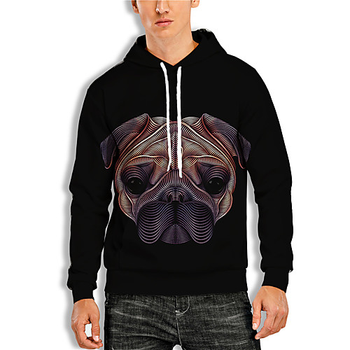 

Men's Pullover Hoodie Sweatshirt Graphic 3D Animal Print Daily 3D Print Basic Casual Hoodies Sweatshirts Black