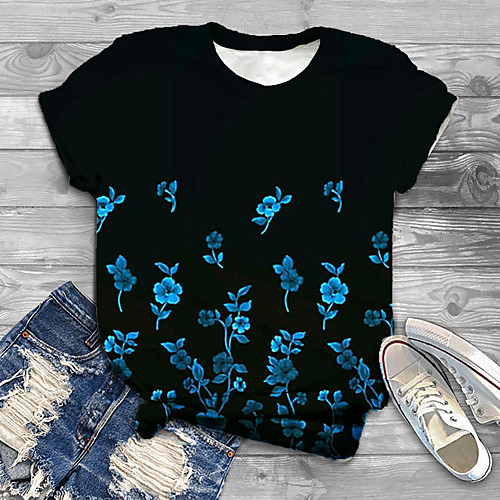 

Women's Plus Size Print Graphic Floral T shirt Large Size Round Neck Short Sleeve Tops Big Size
