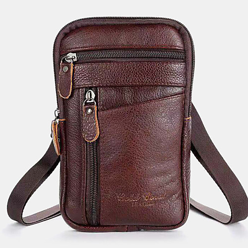 

men genuine leather multi-carry anti-theft 6.5 inch phone bag crossbody bag waist bag sling bag