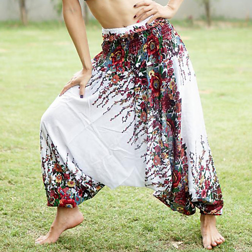 

Women's Yoga Pants Harem Bloomers Breathable Quick Dry Bohemian White Yoga Fitness Gym Workout Sports Activewear / Casual / Athleisure
