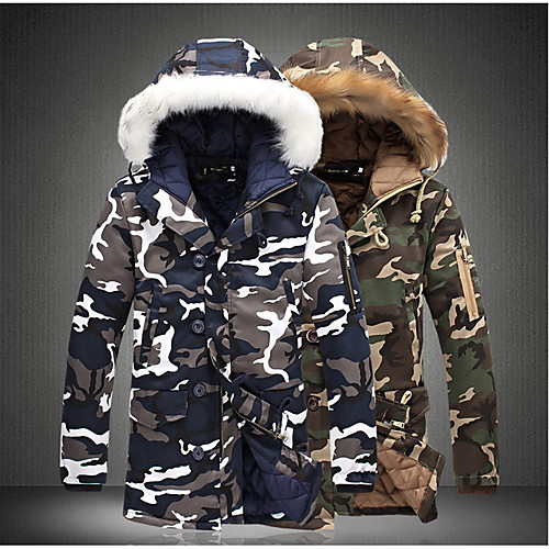 

men's loose warm hooded camouflage jacket retro military tooling jacket (x-large, army-green)