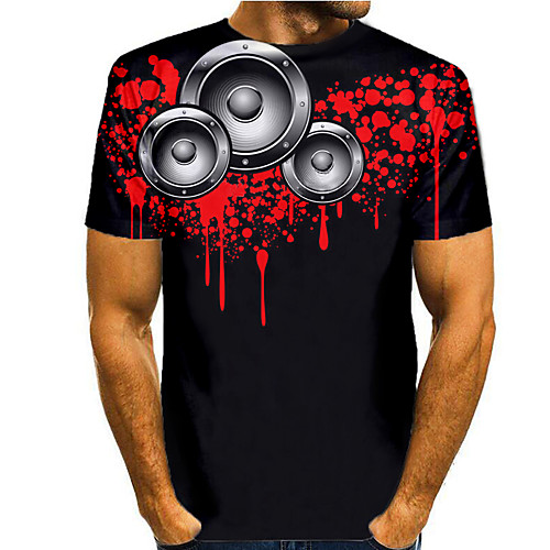 

Men's T shirt 3D Print Graphic 3D Print Short Sleeve Casual Tops Simple Classic Black / Red