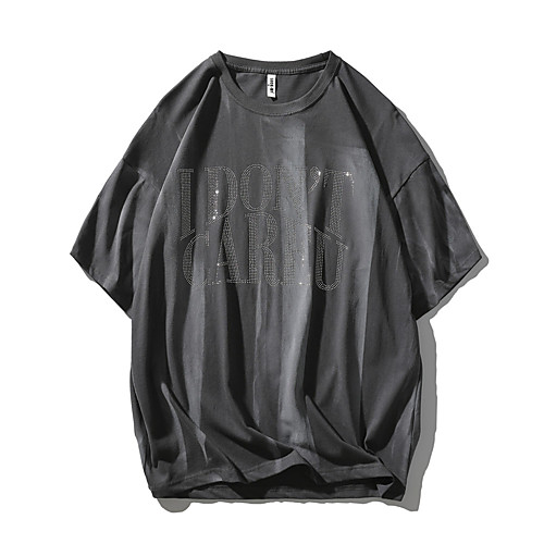 

Men's T shirt Other Prints Graphic Prints Letter Print Short Sleeve Daily Tops 100% Cotton Casual Beach White Dark Gray