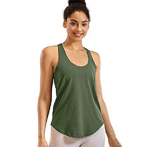 

Women's Lightweight Pima Cotton Workout Tank Tops-Soft Racerback Athletic Yoga Tanks Olive Green S