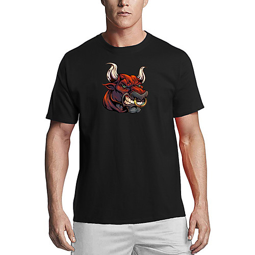 

Men's Unisex T shirt 3D Print Graphic Buffalo Animal Plus Size Print Short Sleeve Daily Tops Basic Casual White Black Red