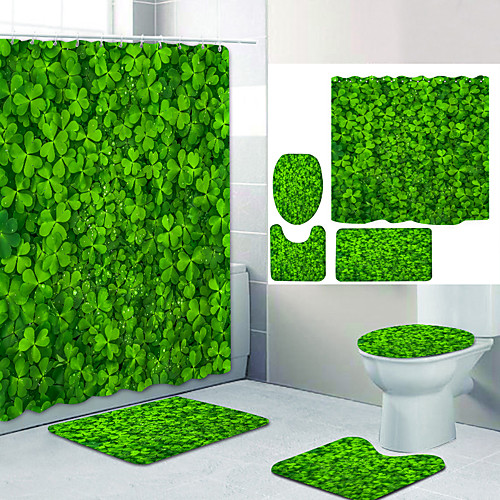 

Bathroom Shower Curtain & Mat Set Modern Polyester New Design