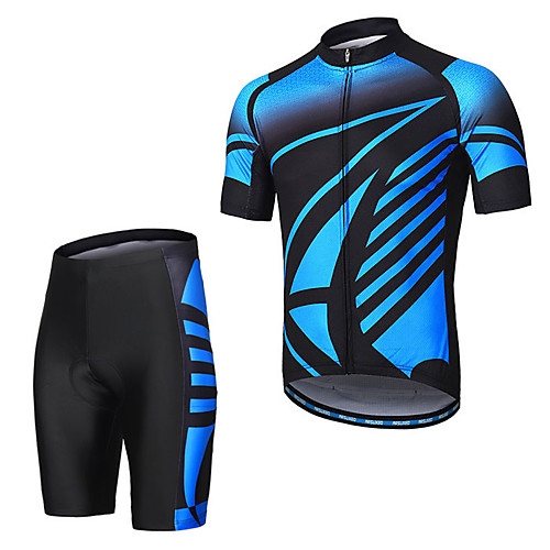 

Men's Short Sleeve Cycling Bib Shorts Elastane Black / Blue Bike Sports Clothing Apparel