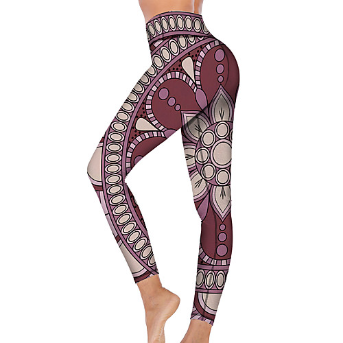 

21Grams Women's High Waist Yoga Pants Cropped Leggings Tummy Control Butt Lift Breathable Dark Purple Fitness Gym Workout Running Winter Sports Activewear High Elasticity