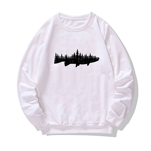 

Men's Pullover Sweatshirt Graphic Print Daily Weekend Other Prints Casual Hoodies Sweatshirts White Purple Khaki
