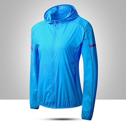

Women's Rain Jacket Hiking Skin Jacket Hiking Windbreaker Long Sleeve Outerwear Jacket Top Outdoor Packable Lightweight UV Sun Protection Breathable Summer Solid Color 6011 Women's Moon Blue 6011