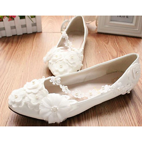 

Women's Wedding Shoes Flat Heel Round Toe Wedding Flats Wedding Walking Shoes PU Pearl Floral Flat bottom [2020 version standard code] 3 cm heel [standard size] 5 cm heel [standard size]