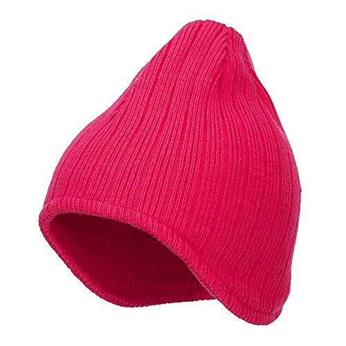 

Rib Knit Ear Flap Beanie - Magenta OSFM