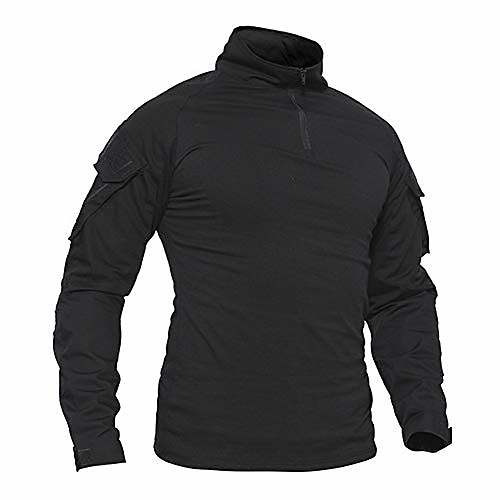 

Men 1/4 Zip Long Sleeve Military Tactical Combat Shirts Men's Hunting Army Shirt Tops Workout T-shirts (Color : Black, Size : 5XL)
