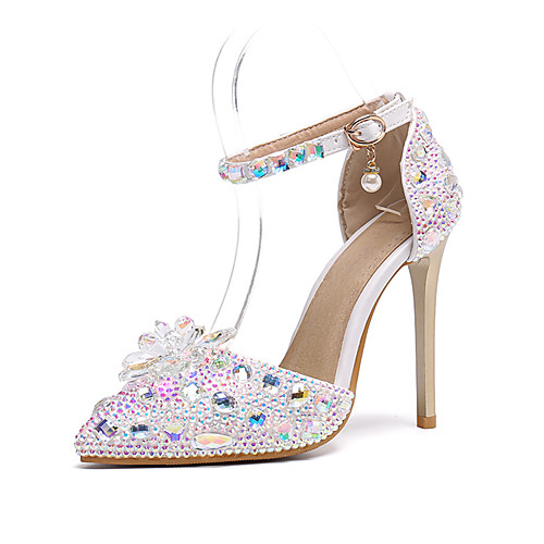 

Women's Wedding Shoes Stiletto Heel Pointed Toe Wedding Pumps Vintage Sexy Minimalism Wedding Party & Evening PU Rhinestone Crystal Sparkling Glitter Solid Colored Color Block Rainbow