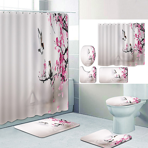 

Bathroom Shower Curtain & Mat Set Modern Polyester New Design