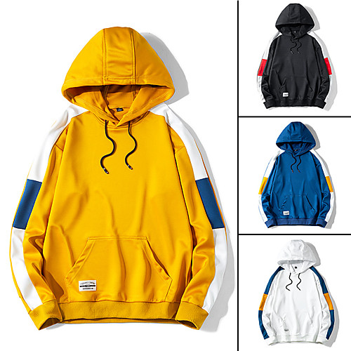 

Men's Hoodie Pullover Color Block Cowl Neck Color Block Sport Athleisure Hoodie Top Long Sleeve Breathable Moisture Wicking Sweat Out Comfortable Everyday Use Street Casual Daily
