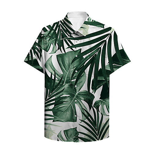 

Men's Shirt Other Prints Plants Button-Down Print Short Sleeve Casual Tops Casual Hawaiian Green