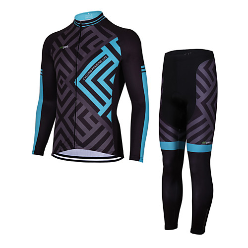 

Men's Long Sleeve Cycling Jersey with Tights Winter Elastane Black Bike Sports Clothing Apparel