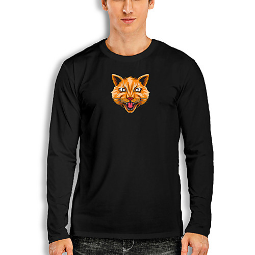 

Men's T shirt 3D Print Graphic Animal Print Long Sleeve Daily Tops Basic Casual White Black Red