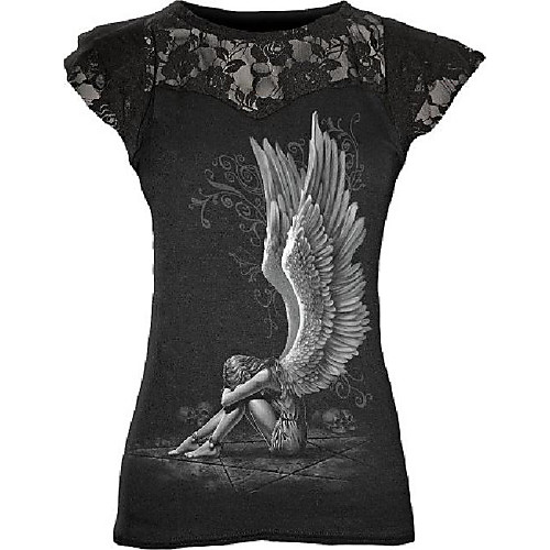 

- Womens - Enslaved Angel - Lace Layered Cap Sleeve Top Black