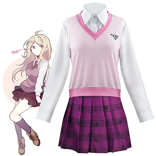 

Inspired by Danganronpa V3 Kaede Akamatsu Anime Cosplay Costumes Japanese Cosplay Suits School Uniforms Vest Top Skirt For Women's / Socks / Tie