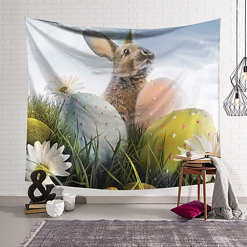 

Happy Easter Happy Easter Wall Tapestry Art Decor Blanket Curtain Hanging Home Bedroom Living Room Decoration Polyester Rabbit Spring Bunny Egg