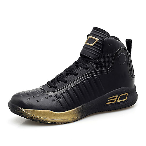 

Men's Trainers Athletic Shoes Sporty Outdoor Basketball Shoes PU Non-slipping Black / Gold Black and White White Fall Spring