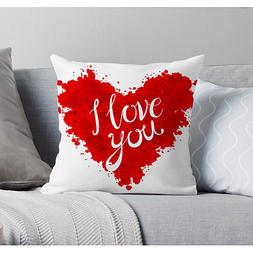 

1 pcs Polyester Pillow Cover & Insert, Heart Simple Classic Square Zipper Polyester Traditional Classic