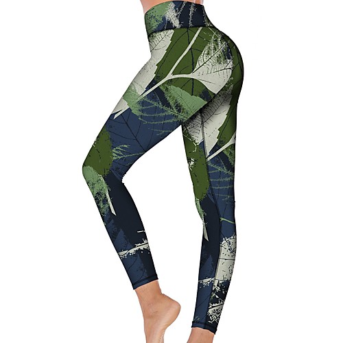 

21Grams Women's High Waist Yoga Pants Cropped Leggings Tummy Control Butt Lift Breathable Green Fitness Gym Workout Running Winter Sports Activewear High Elasticity