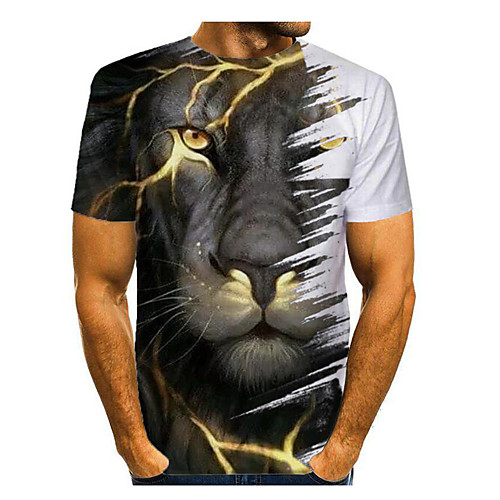 

Men's T shirt 3D Print Graphic 3D Animal Print Short Sleeve Casual Tops Simple Classic Black / White