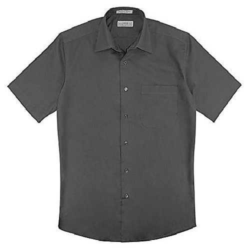 

100% Cotton Men's Short Sleeve Solid Charcoal Grey Dress Shirt